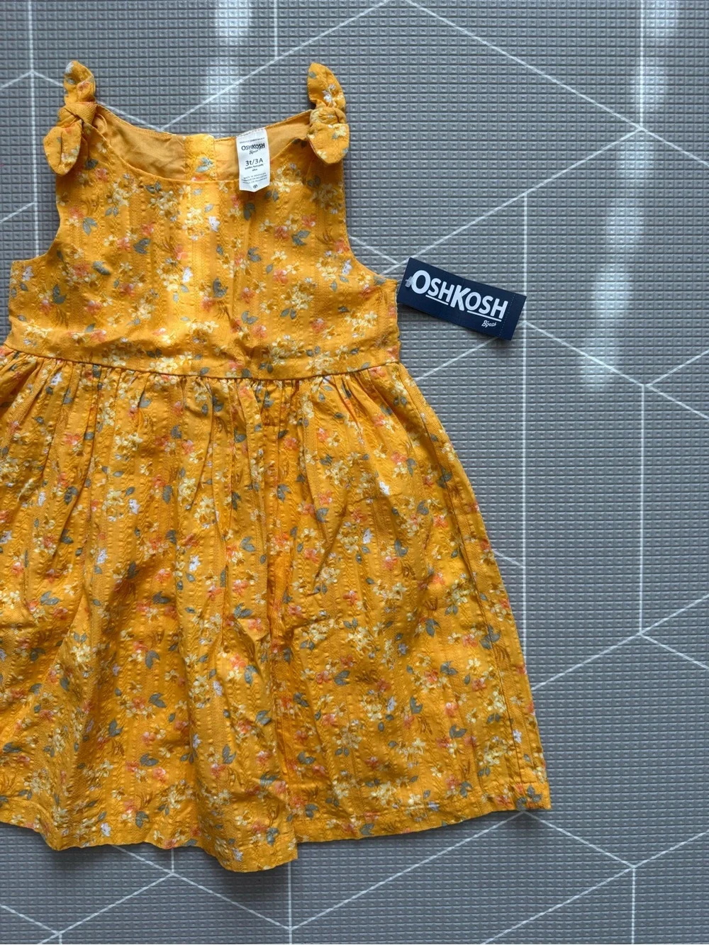 Osh kosh|Baby Girl/toddler Mustard Yellow Floral Tie-Shoulder Sundress•••NWT 3T